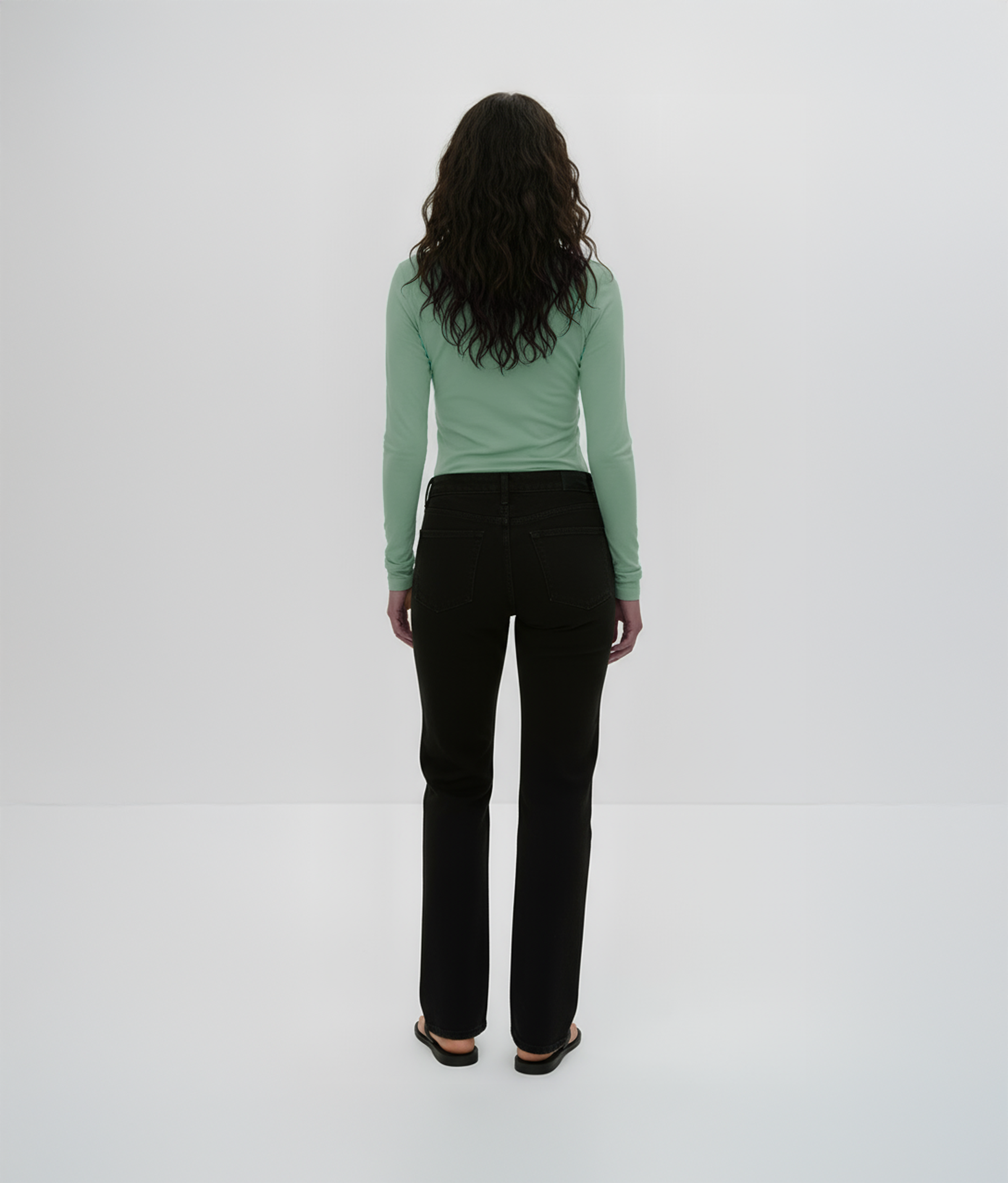 Mint V-Neck Long Sleeve Top