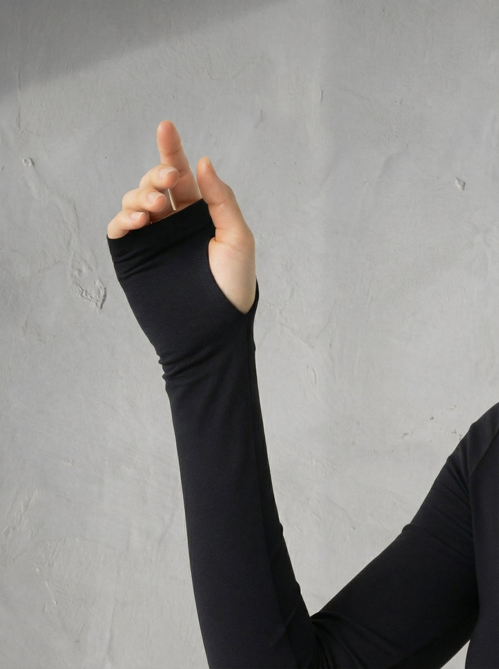 Black Wide Neck Long Sleeve Thumbhole Top