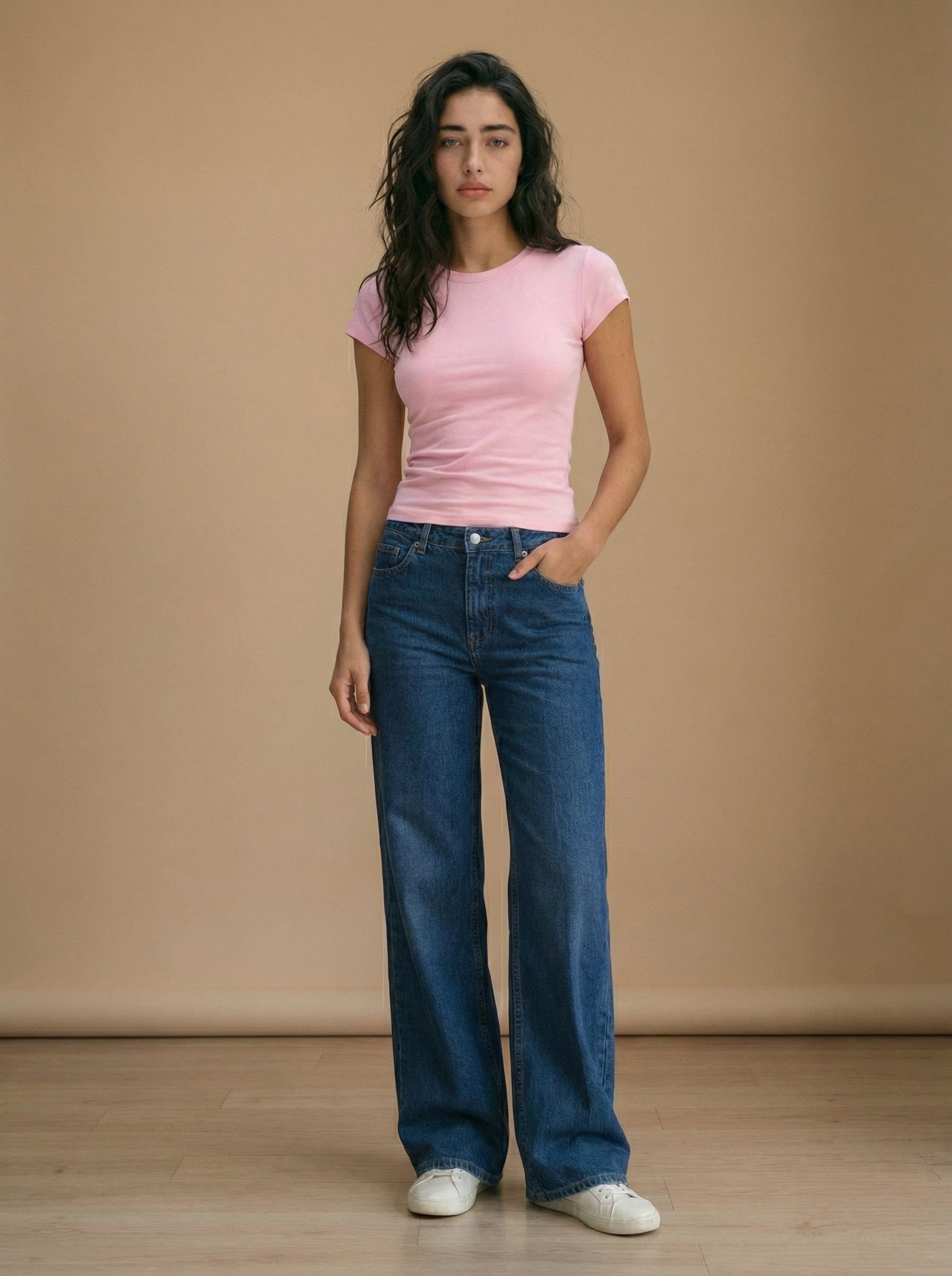 Rose Round Neck Cap Sleeve