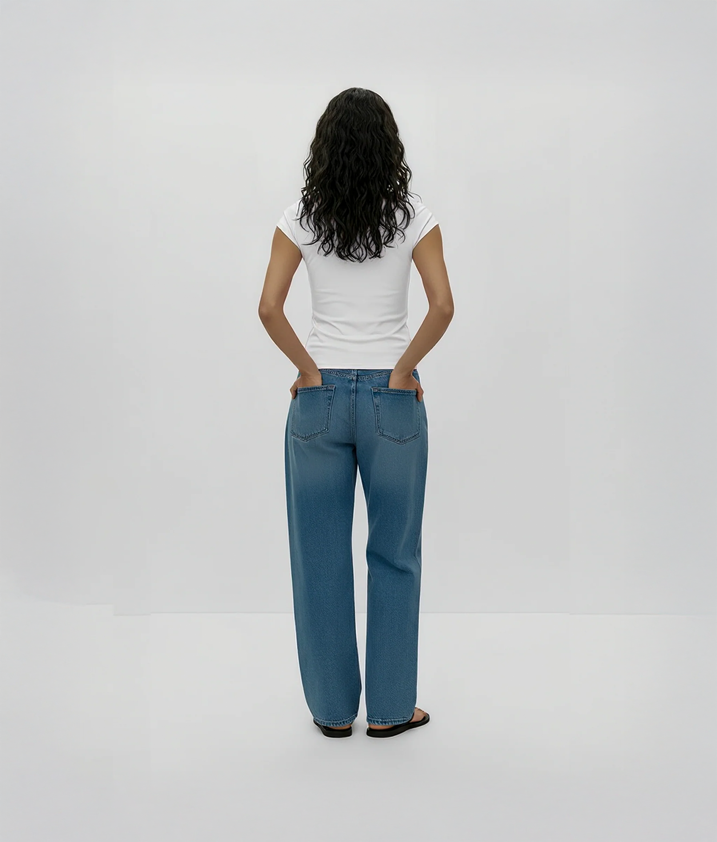 White Round Neck Cap Sleeve