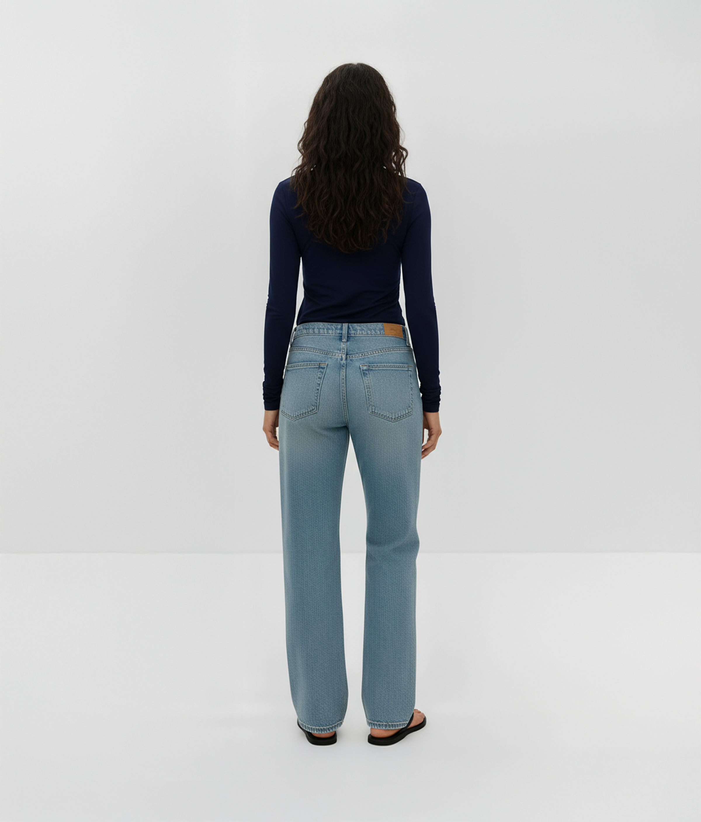 Navy Blue V-Neck Long Sleeve Top