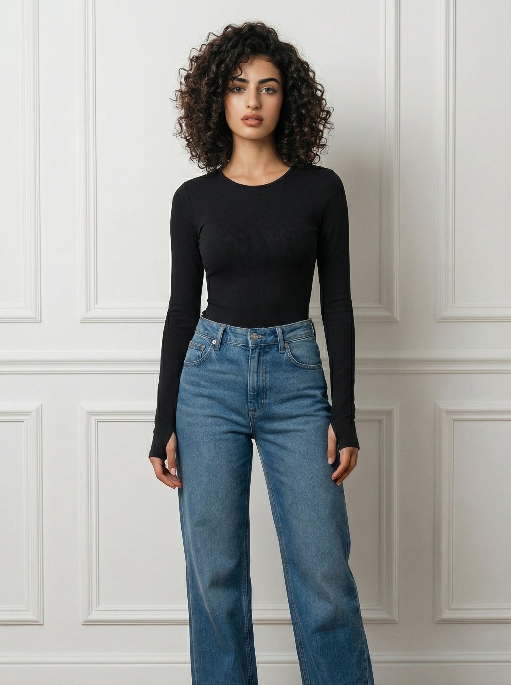 Black BodySuite Long Sleeve Thumbhole