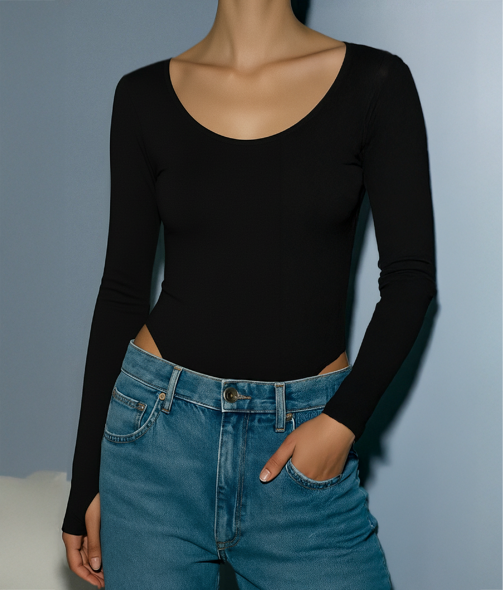 Black BodySuite Long Sleeve Thumbhole