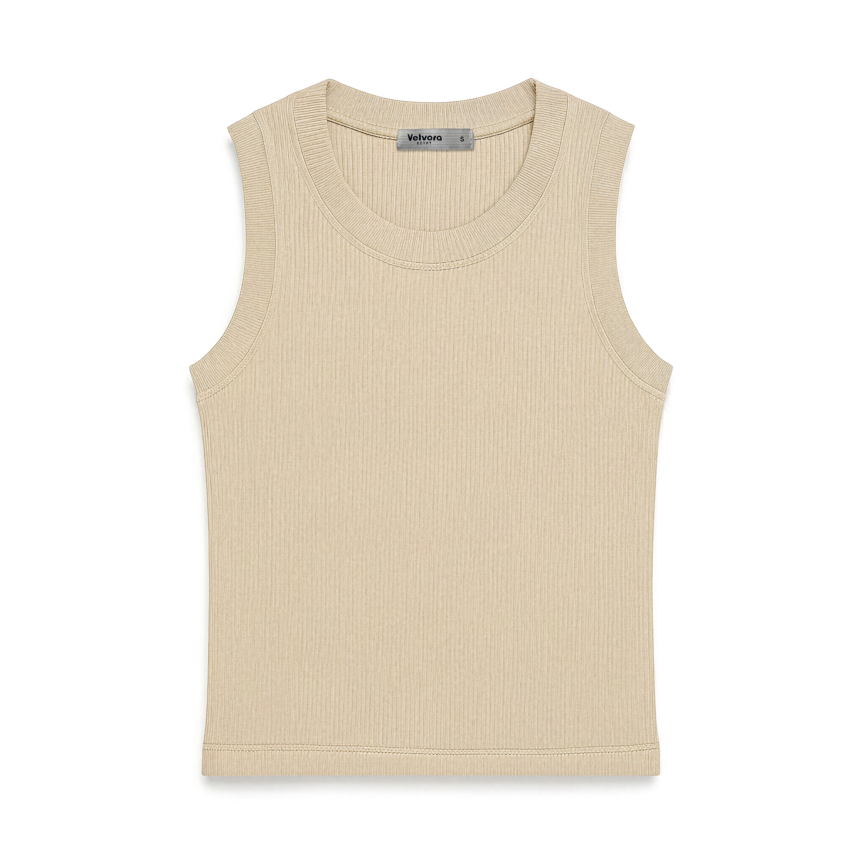 Biege Ribbed Tank Top