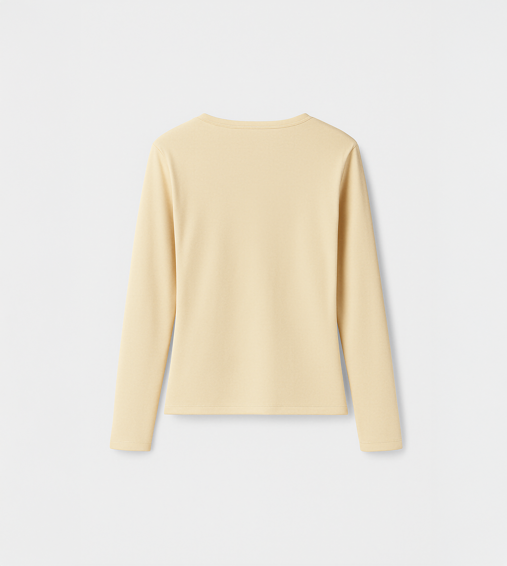 Beige Scoope Neck Long Sleeve Top