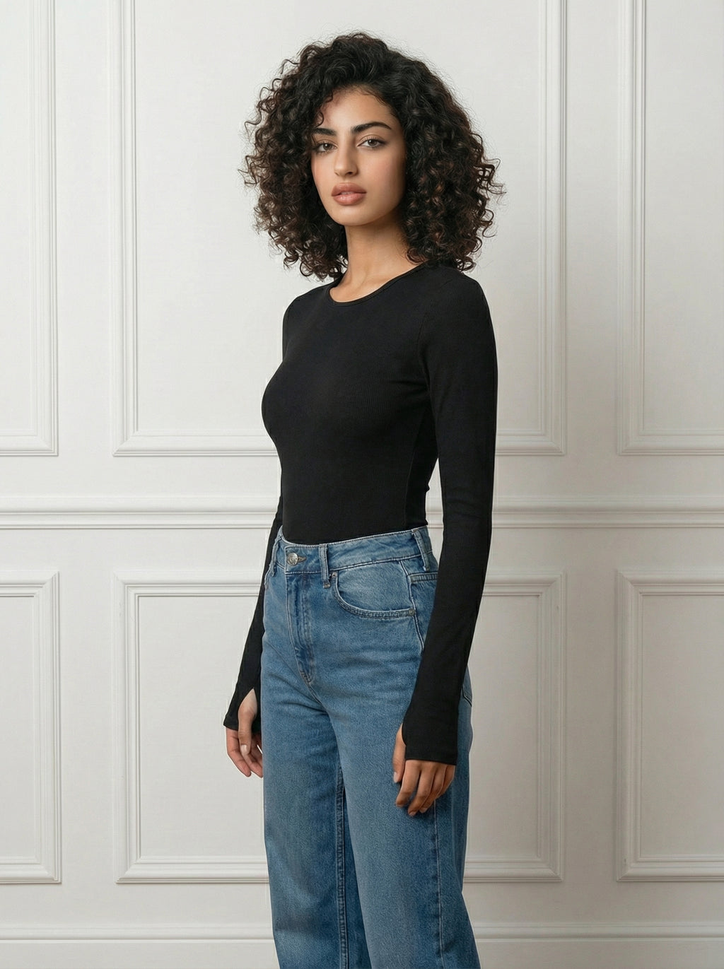 Black BodySuite Long Sleeve Thumbhole