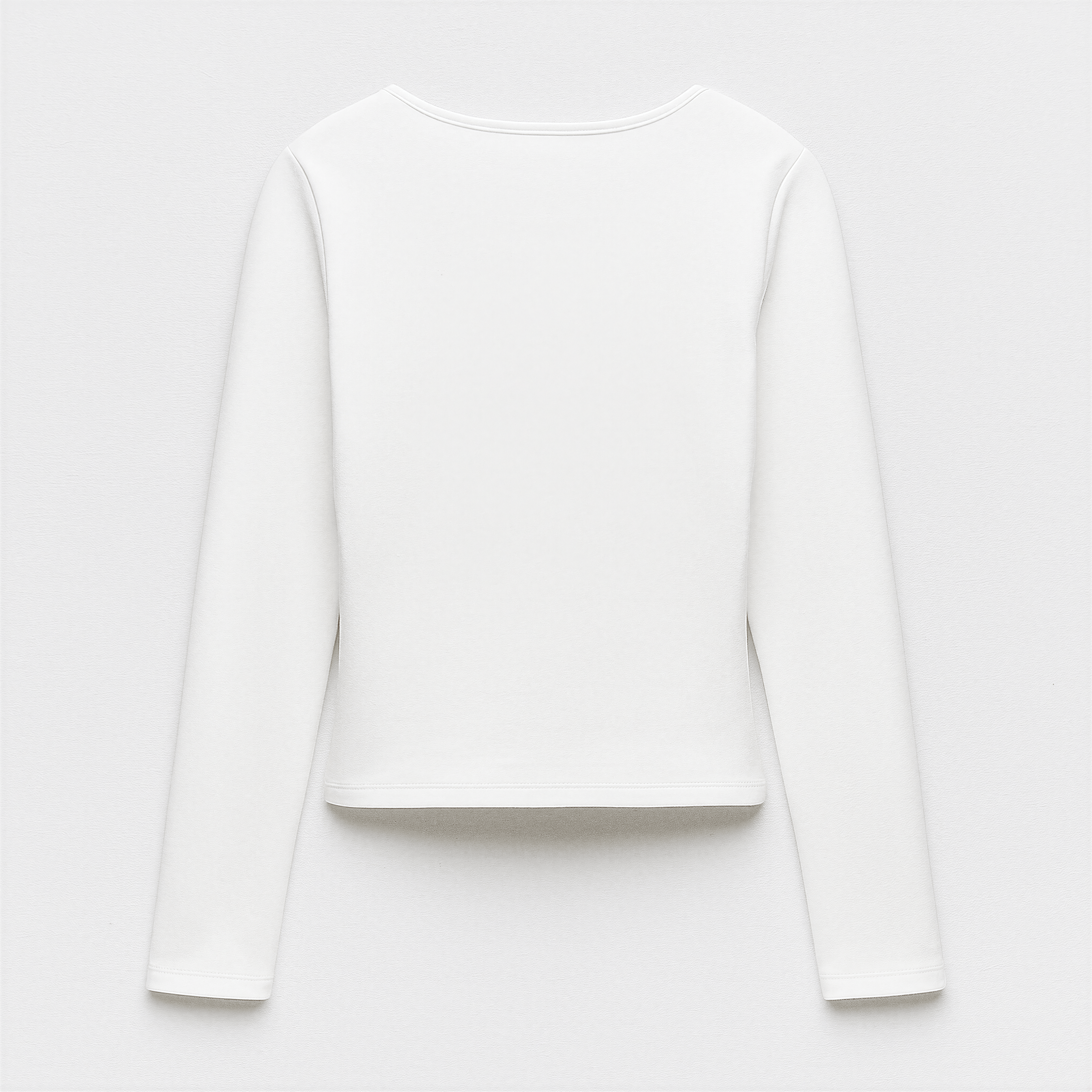 White Wide Neck long Sleeve Thumbhole Top