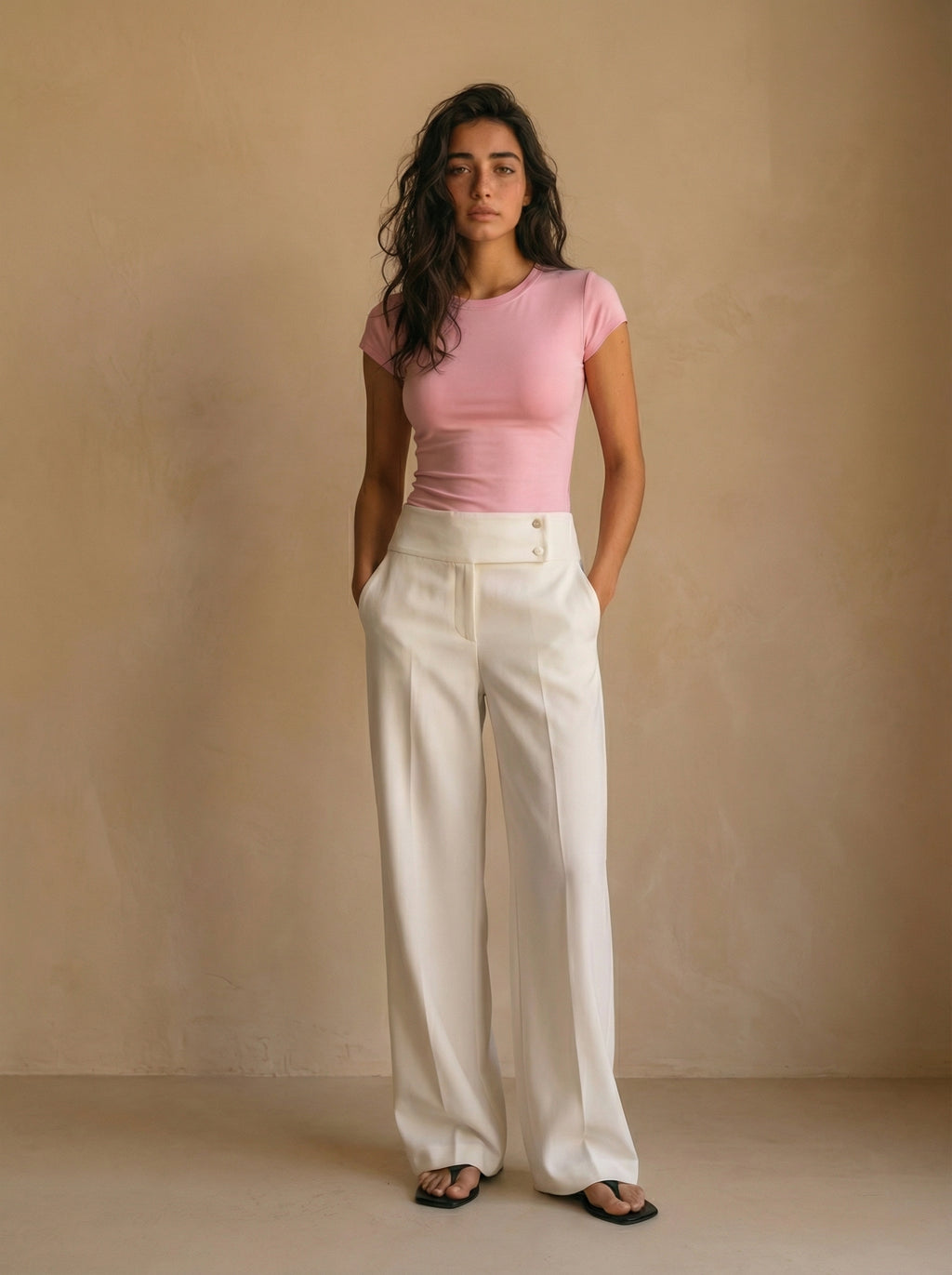 Rose Round Neck Cap Sleeve