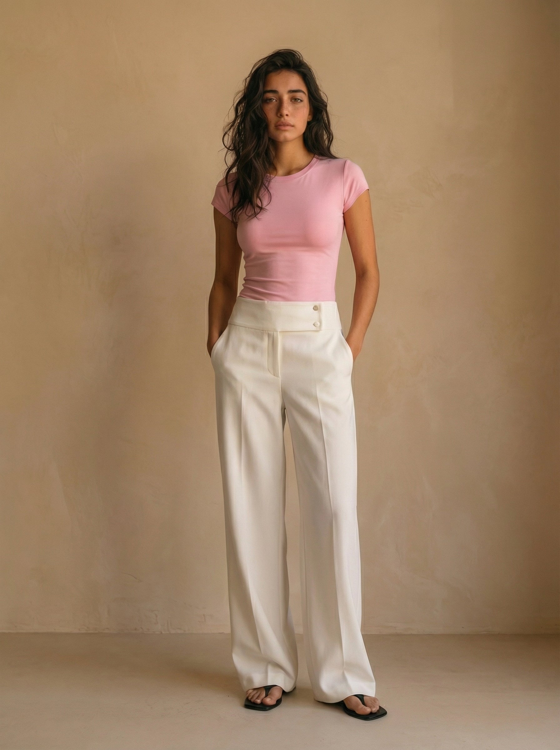 Rose Round Neck Cap Sleeve