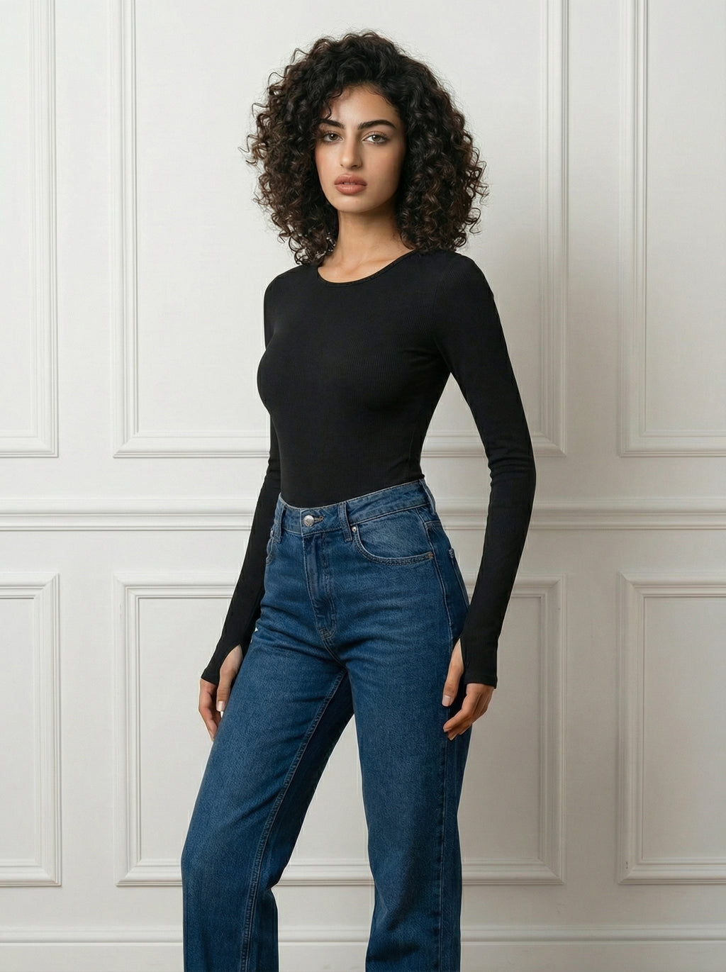 Black BodySuite Long Sleeve Thumbhole