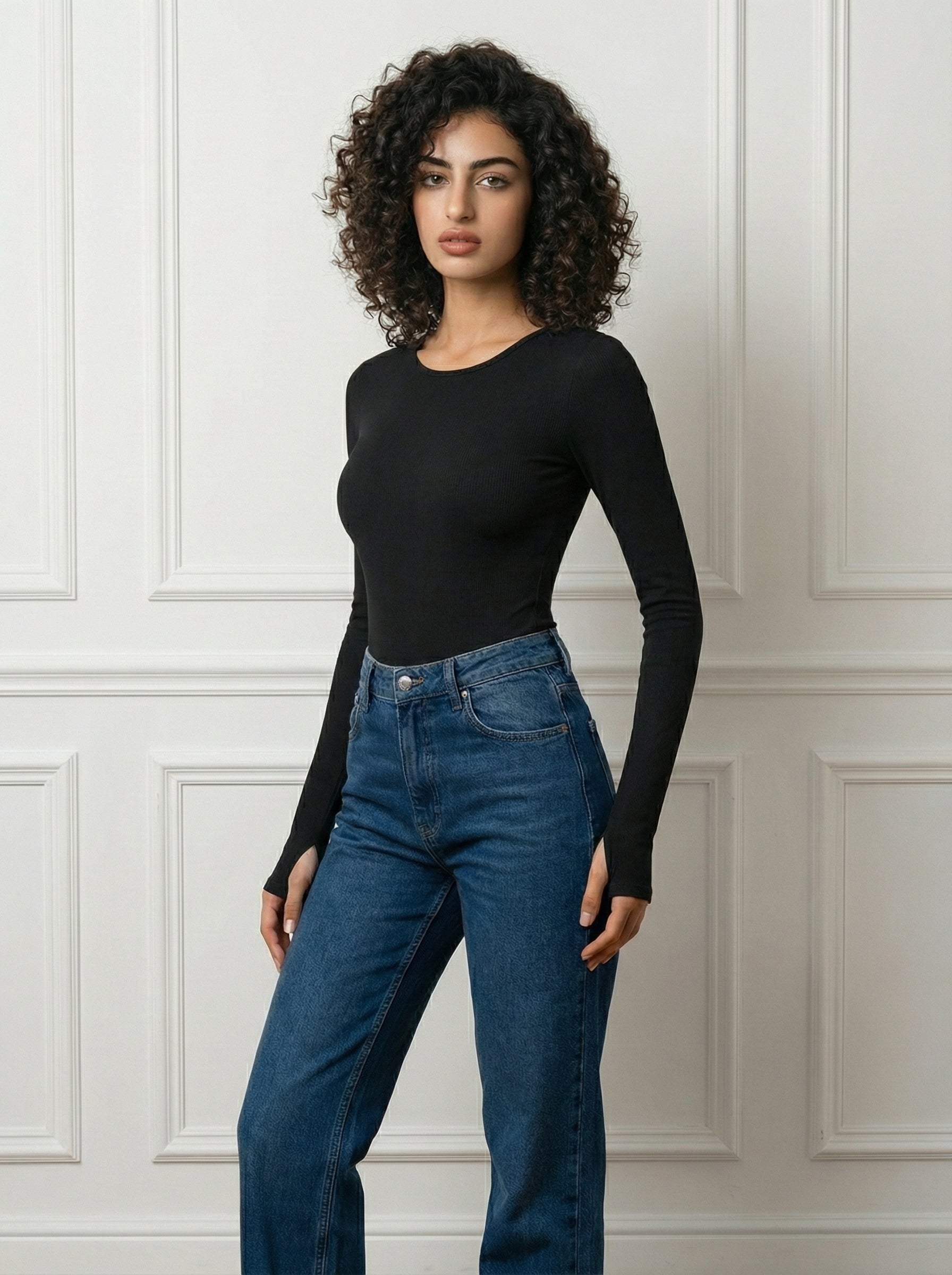 Black BodySuite Long Sleeve Thumbhole