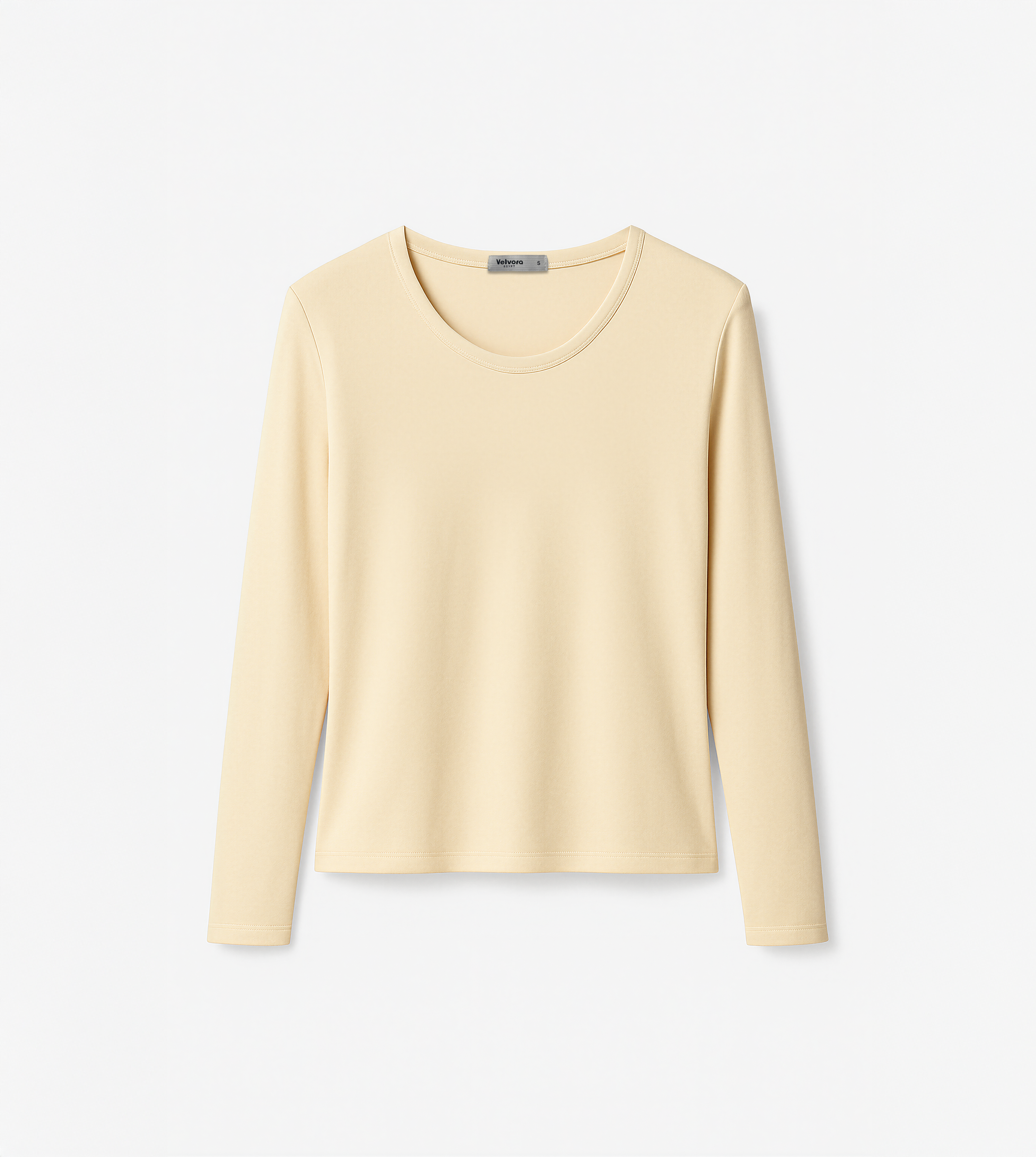 Beige Scoope Neck Long Sleeve Top