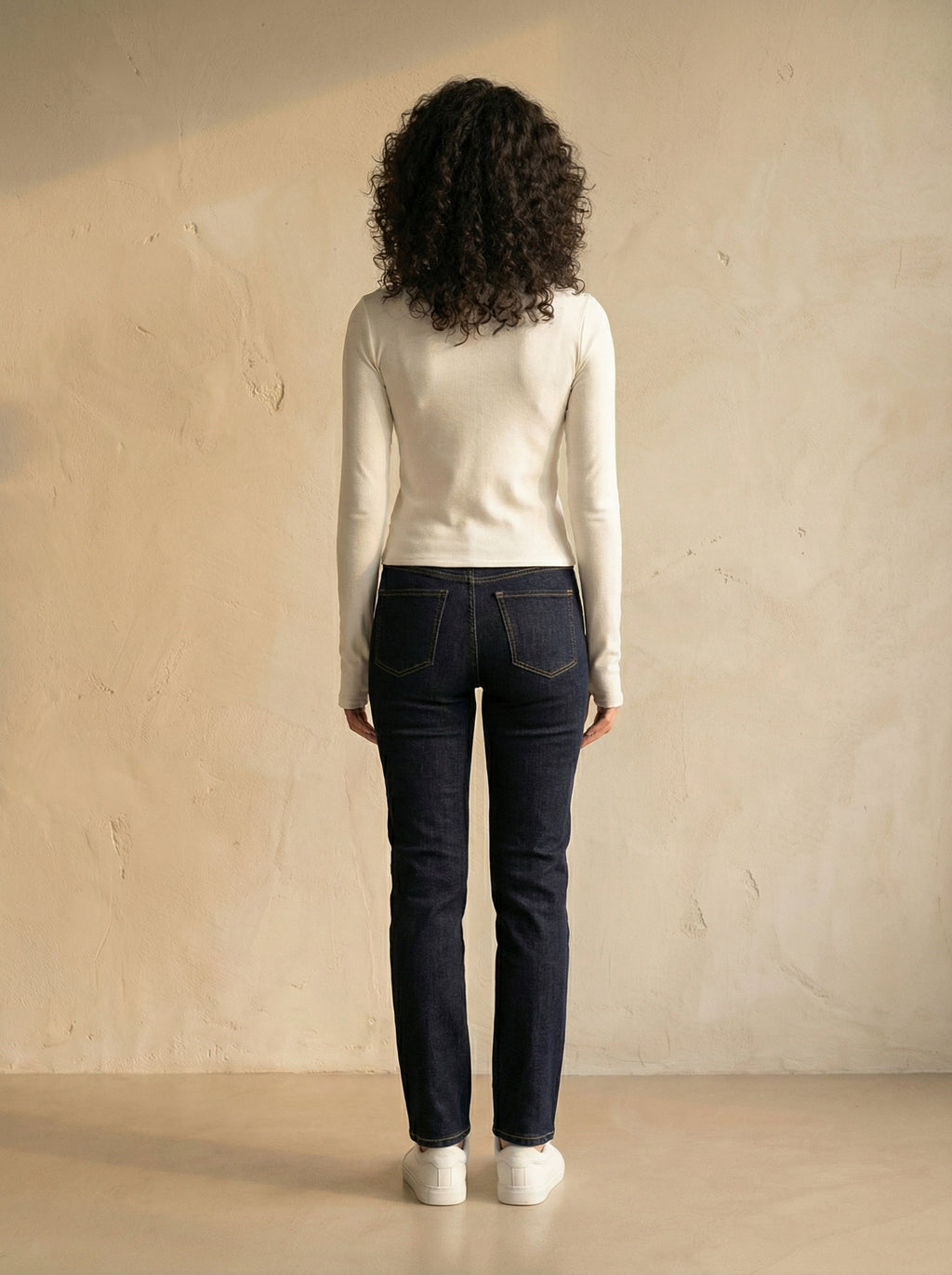 White Wide Neck long Sleeve Thumbhole Top