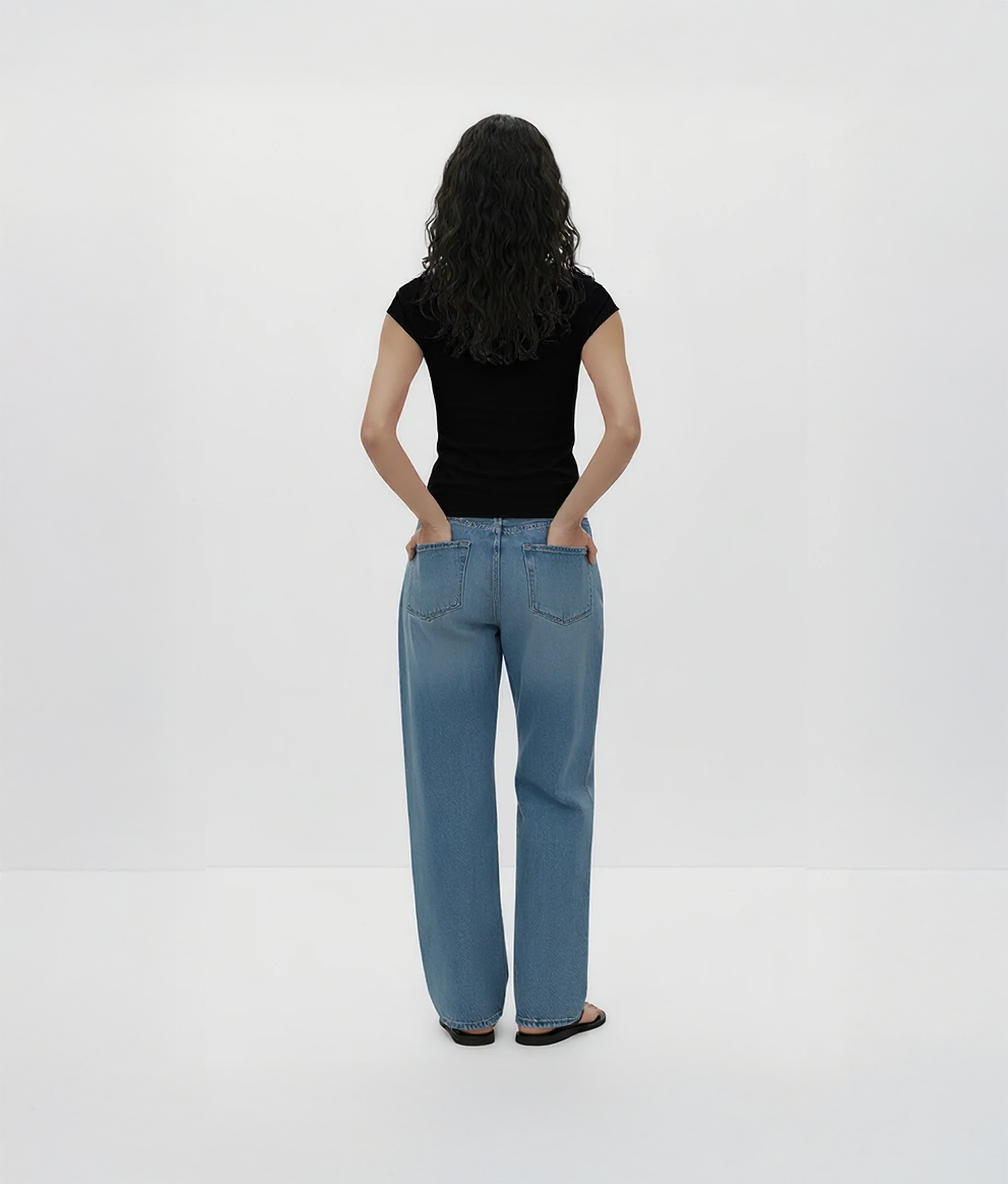 Black Round Neck Cap Sleeve