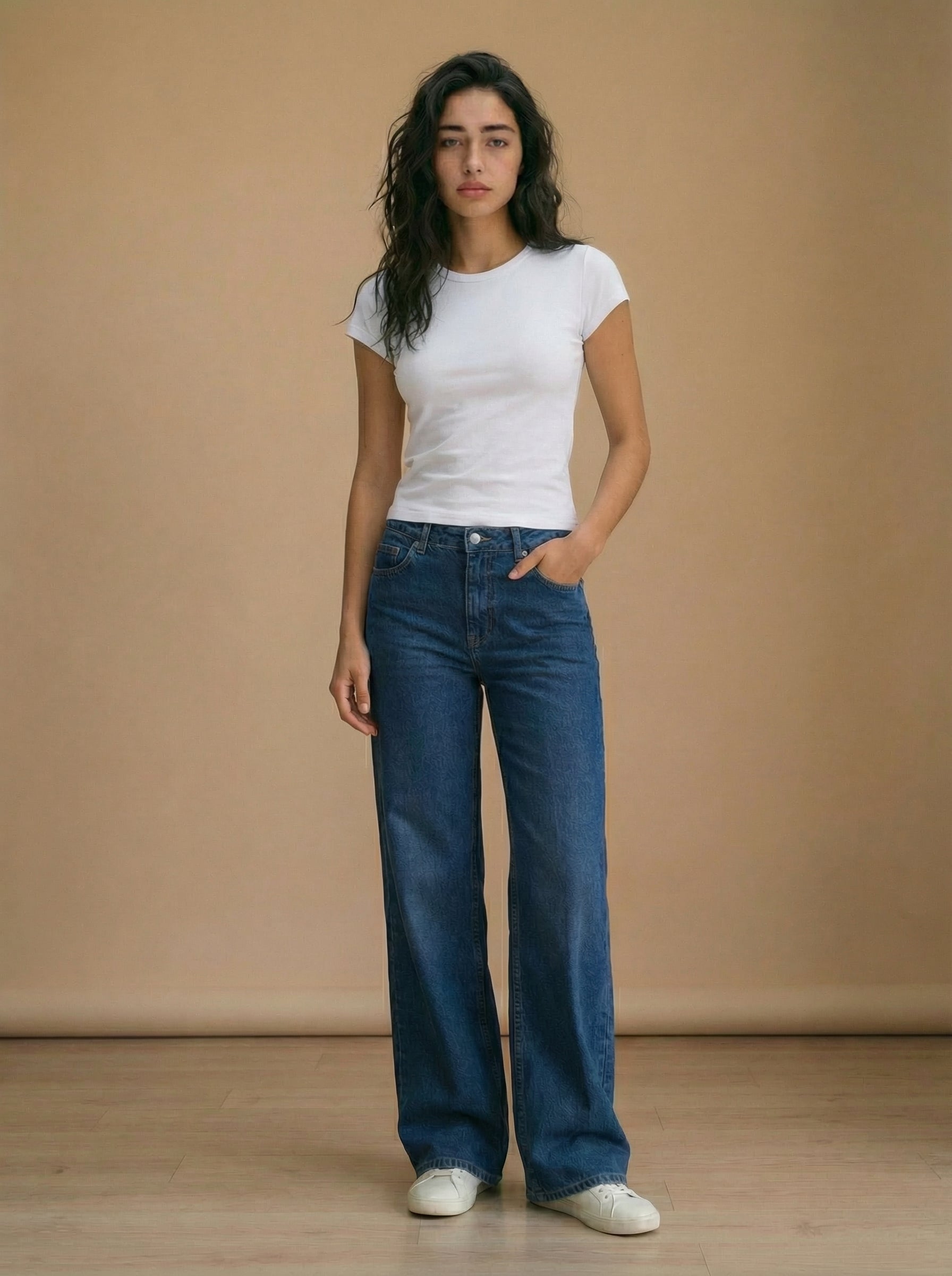 White Round Neck Cap Sleeve
