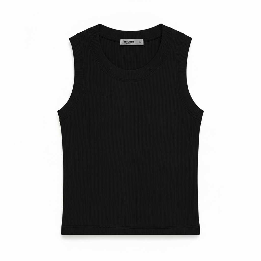 Black Ribbed Tank Top