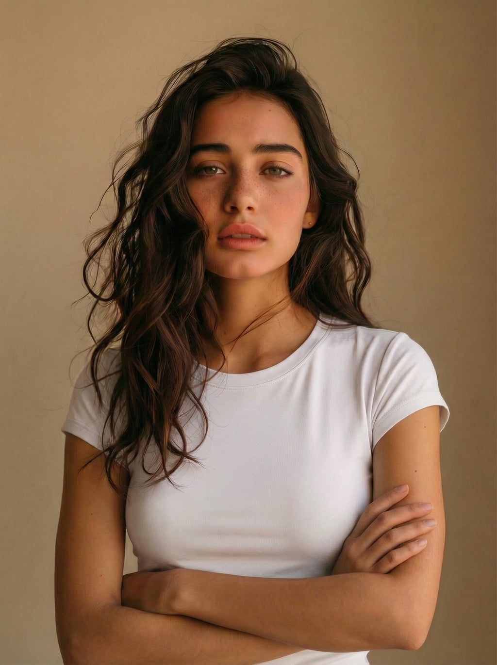 White Round Neck Cap Sleeve