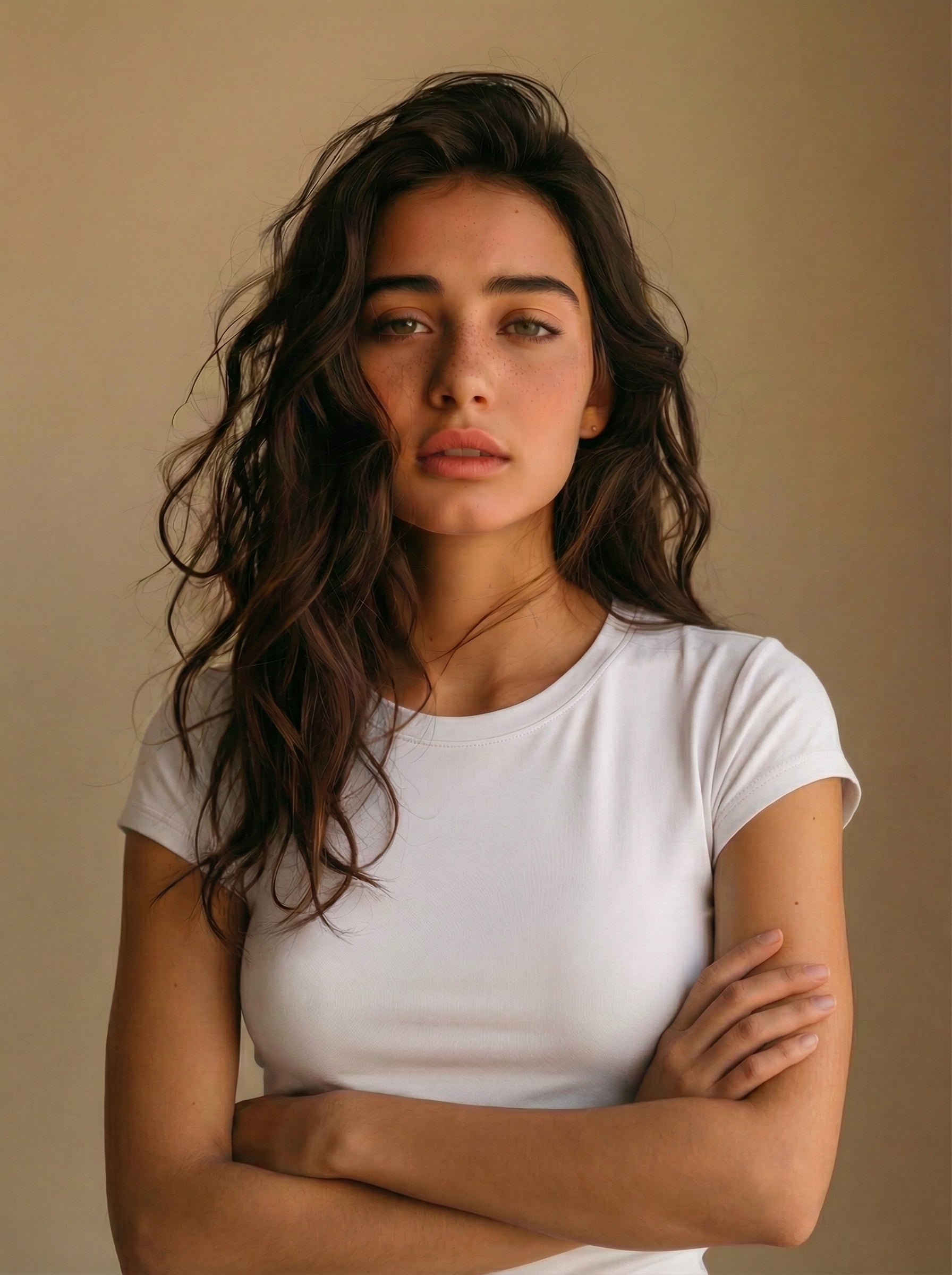 White Round Neck Cap Sleeve