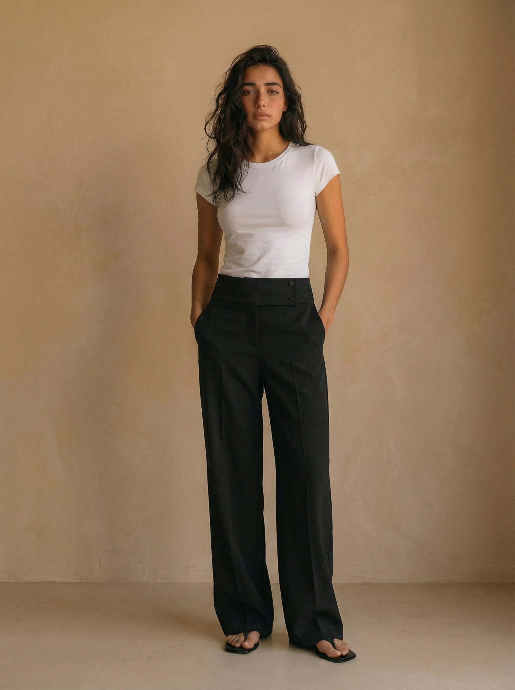 White Round Neck Cap Sleeve
