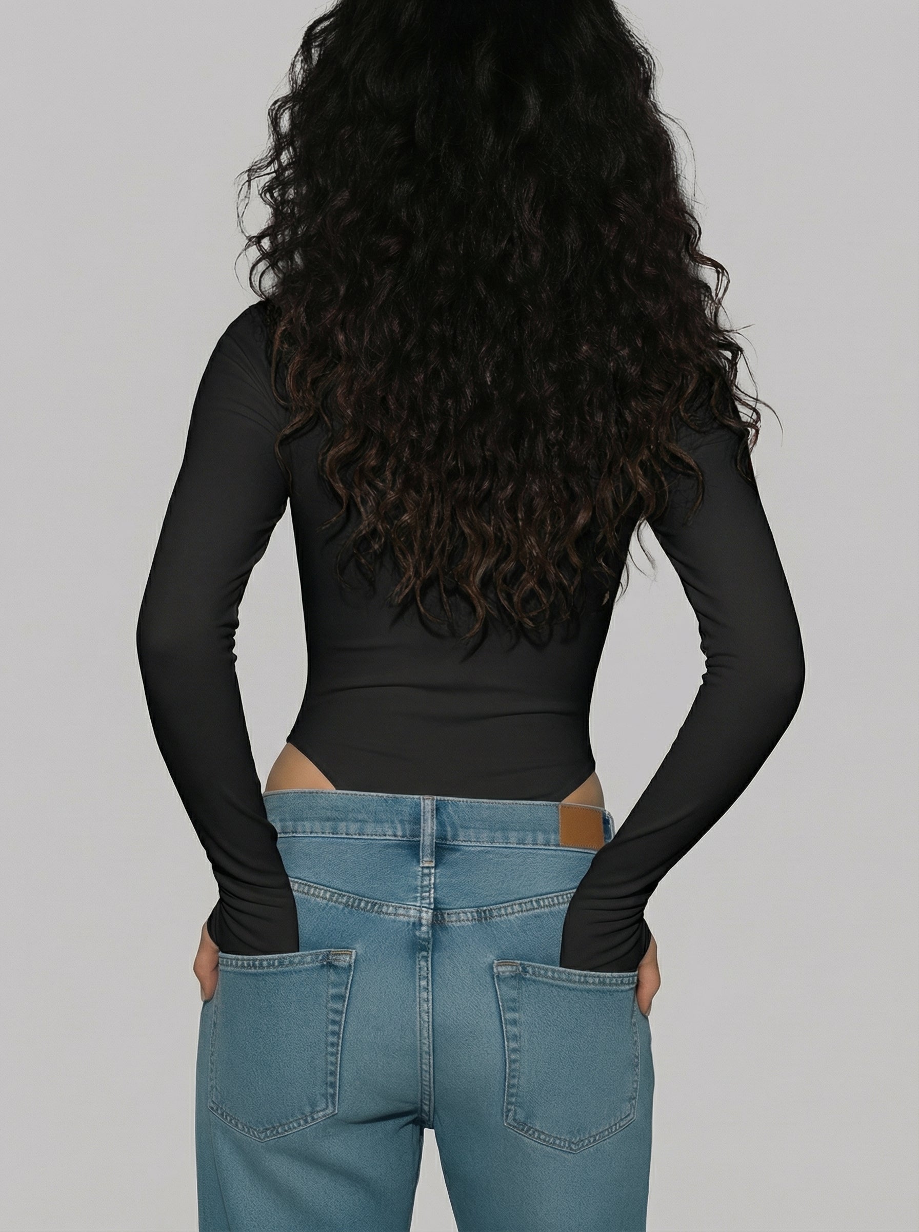 Black BodySuite Long Sleeve Thumbhole